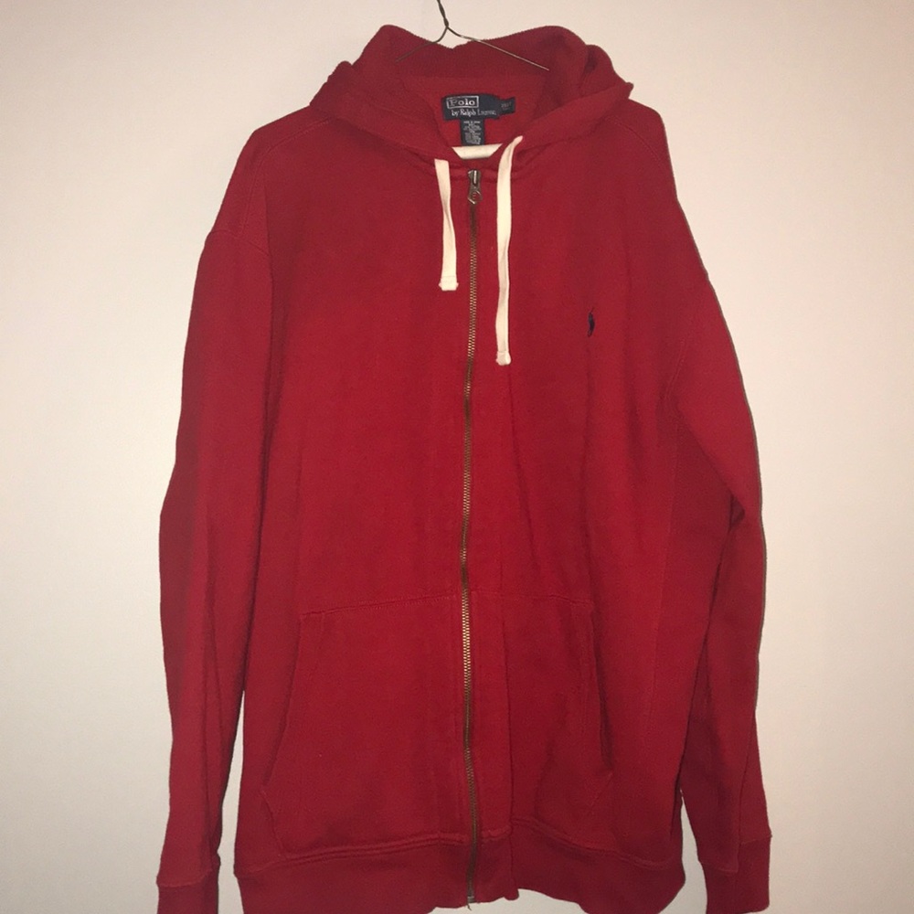 Sporty red Polo full-zipper sweatshirt